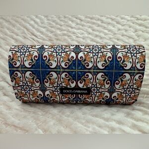 Dolce & Gabbana Round Gold Metal Sunglasses w Clip on Majolica & Floral Print